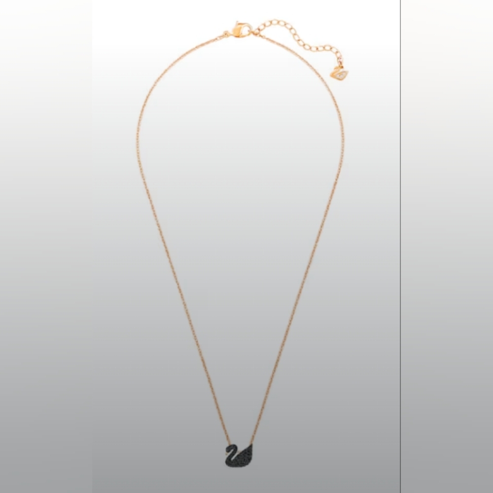 Swarovski Gold and Black Swan Necklace